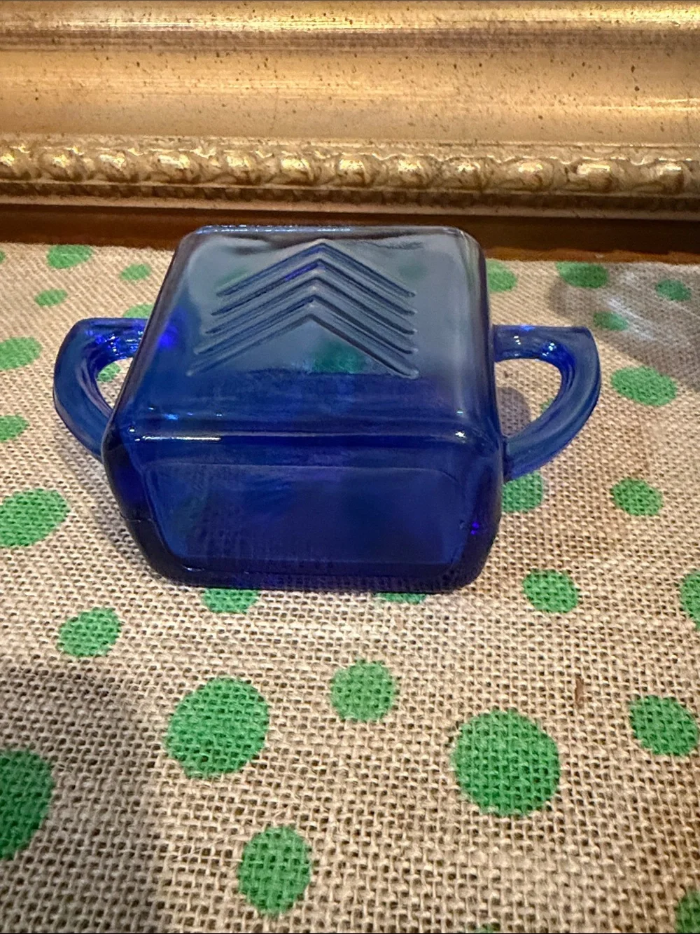 Cobalt Blue Glass Creamer and Sugar Set - Vintage Hazel Atlas